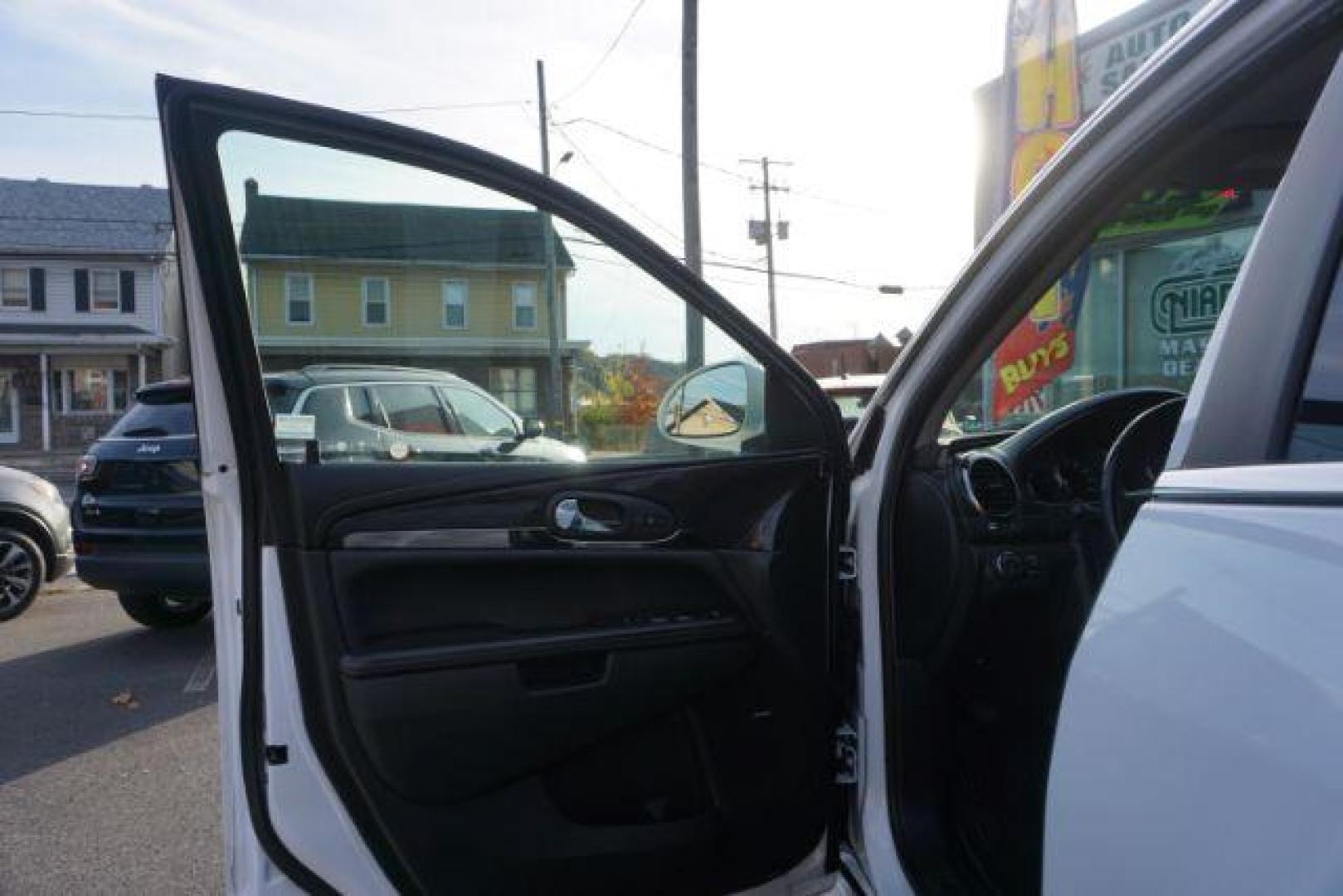 2017 Summit White /Ebony Seats w/Ebony Interior Accents, leather Buick Enclave Leather AWD (5GAKVBKD5HJ) with an 3.6L V6 DOHC 24V engine, 6-Speed Automatic Overdrive transmission, located at 312 Centre Ave, Schuylkill Haven, PA, 17972, (570) 593-5278, 40.638130, -76.177383 - collision avoidance system, lane departure warning, luggage rack, navigation system, power sunroof, towing pkg - Photo#18