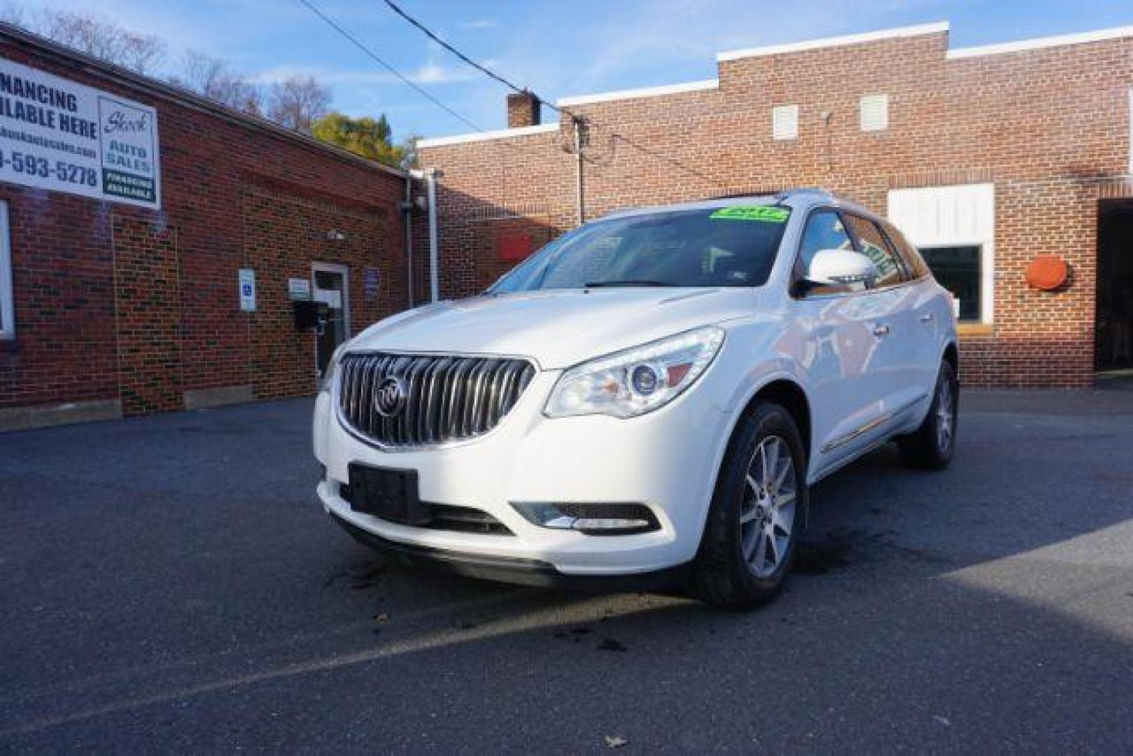 2017 Summit White /Ebony Seats w/Ebony Interior Accents, leather Buick Enclave Leather AWD (5GAKVBKD5HJ) with an 3.6L V6 DOHC 24V engine, 6-Speed Automatic Overdrive transmission, located at 312 Centre Ave, Schuylkill Haven, PA, 17972, (570) 593-5278, 40.638130, -76.177383 - collision avoidance system, lane departure warning, luggage rack, navigation system, power sunroof, towing pkg - Photo#2