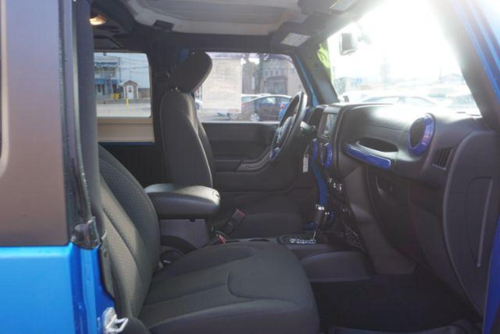 2015 Hydro Blue Pearl Coat /Black Jeep Wrangler Sport 4WD (1C4AJWAG2FL) with an 3.6L V6 DOHC 24V FFV engine, 5-Speed Automatic transmission, located at 312 Centre Ave, Schuylkill Haven, PA, 17972, (570) 593-5278, 40.638130, -76.177383 - bluetooth connection, hard top, locking/limited slip differential, navigation system, towing pkg - Photo#39
