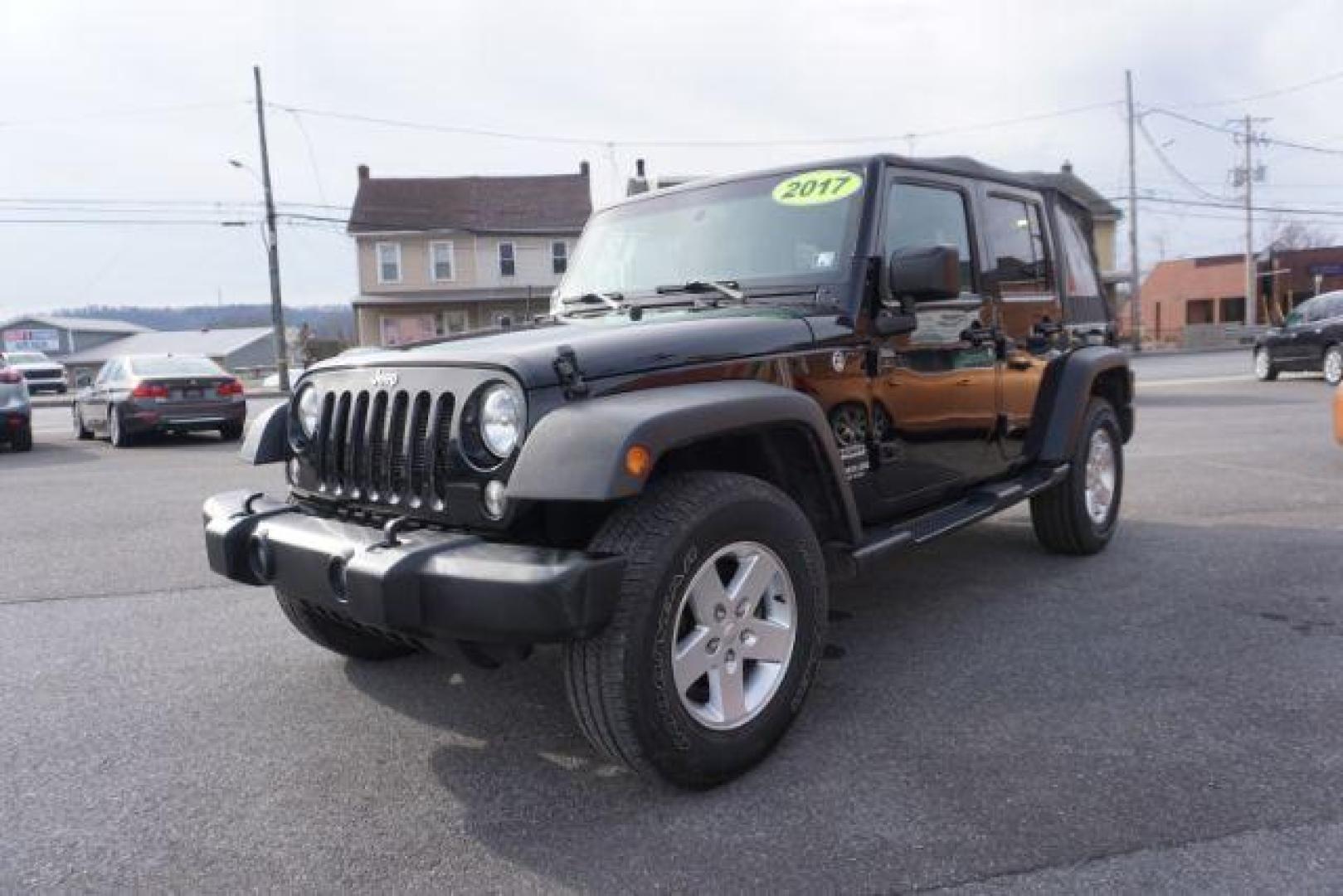 2017 Black Clear Coat /Black, cloth Jeep Wrangler Unlimited Sport 4WD (1C4BJWDG2HL) with an 3.6L V6 DOHC 24V FFV engine, 5-Speed Automatic transmission, located at 312 Centre Ave, Schuylkill Haven, PA, 17972, (570) 593-5278, 40.638130, -76.177383 - bluetooth, fixed running boards, locking limited slip differential, towing pkg - Photo#0