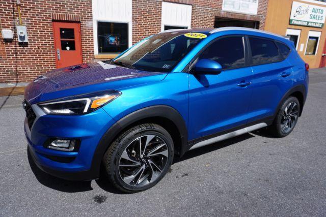 2021 Aqua Blue /Gray Hyundai Tucson Sport (KM8J3CALXMU) with an Theta 2.4L I-4 gasoline direct injection engine, located at 312 Centre Ave, Schuylkill Haven, PA, 17972, (570) 593-5278, 40.638130, -76.177383 - Photo#2