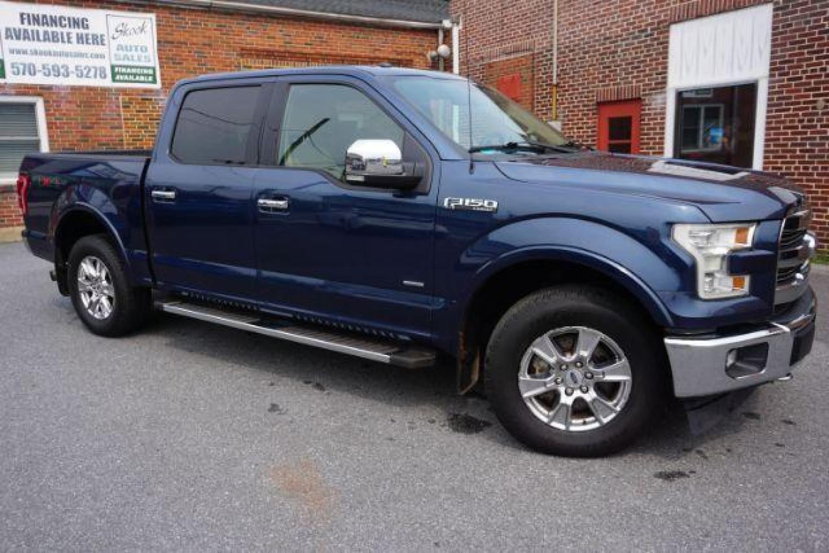 2017 Lightning Blue /Medium Light Camel Ford F-150 LARIAT (1FTEW1EP3HF) with an EcoBoost 2.7L V-6 gasoline direct injection engine, located at 312 Centre Ave, Schuylkill Haven, PA, 17972, (570) 593-5278, 40.638130, -76.177383 - Photo#2