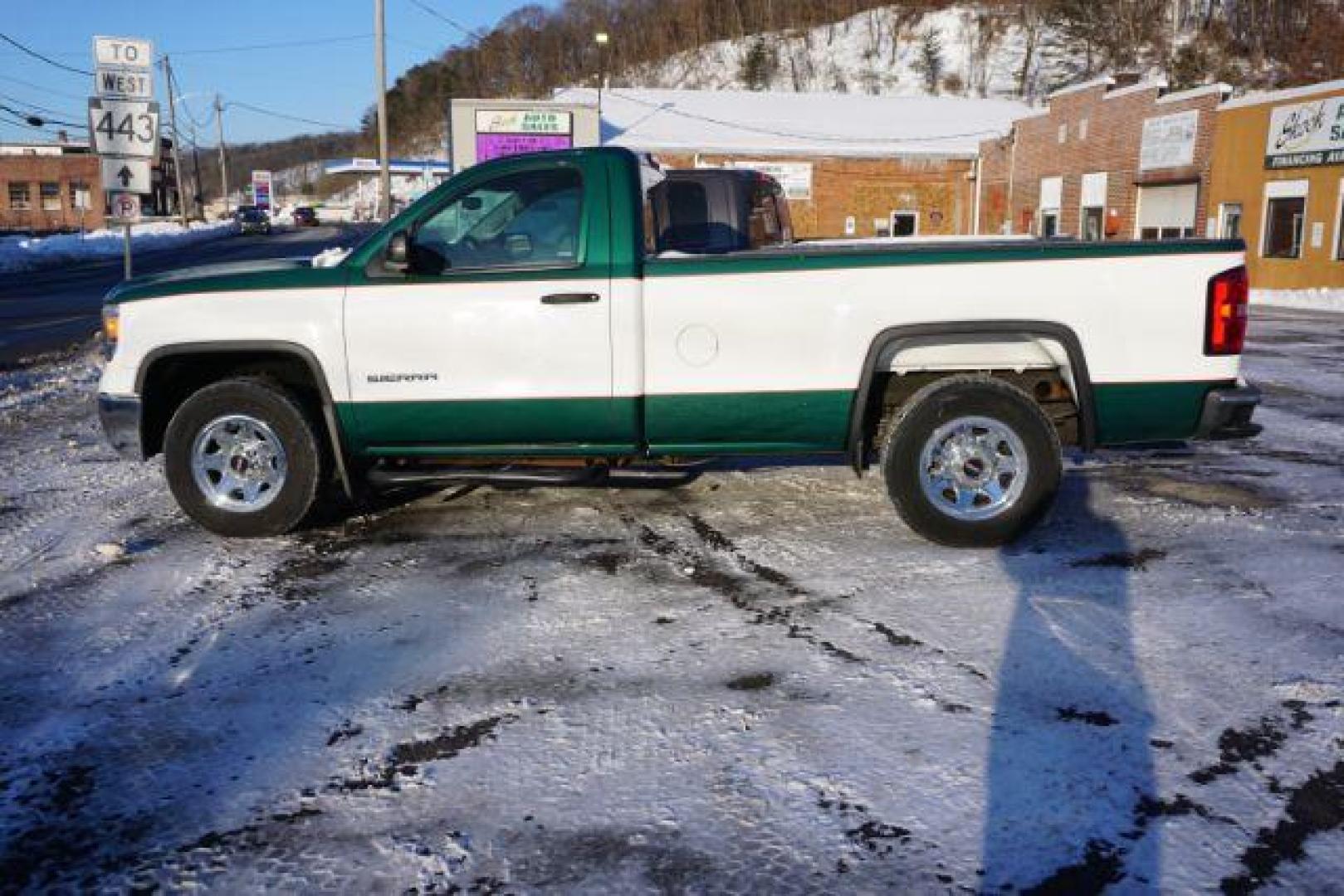 2014 Green and white /gray GMC Sierra 1500 sl (1GTN2TEC7EZ) with an 5.3L v8 engine, located at 312 Centre Ave, Schuylkill Haven, PA, 17972, (570) 593-5278, 40.638130, -76.177383 - Photo#0