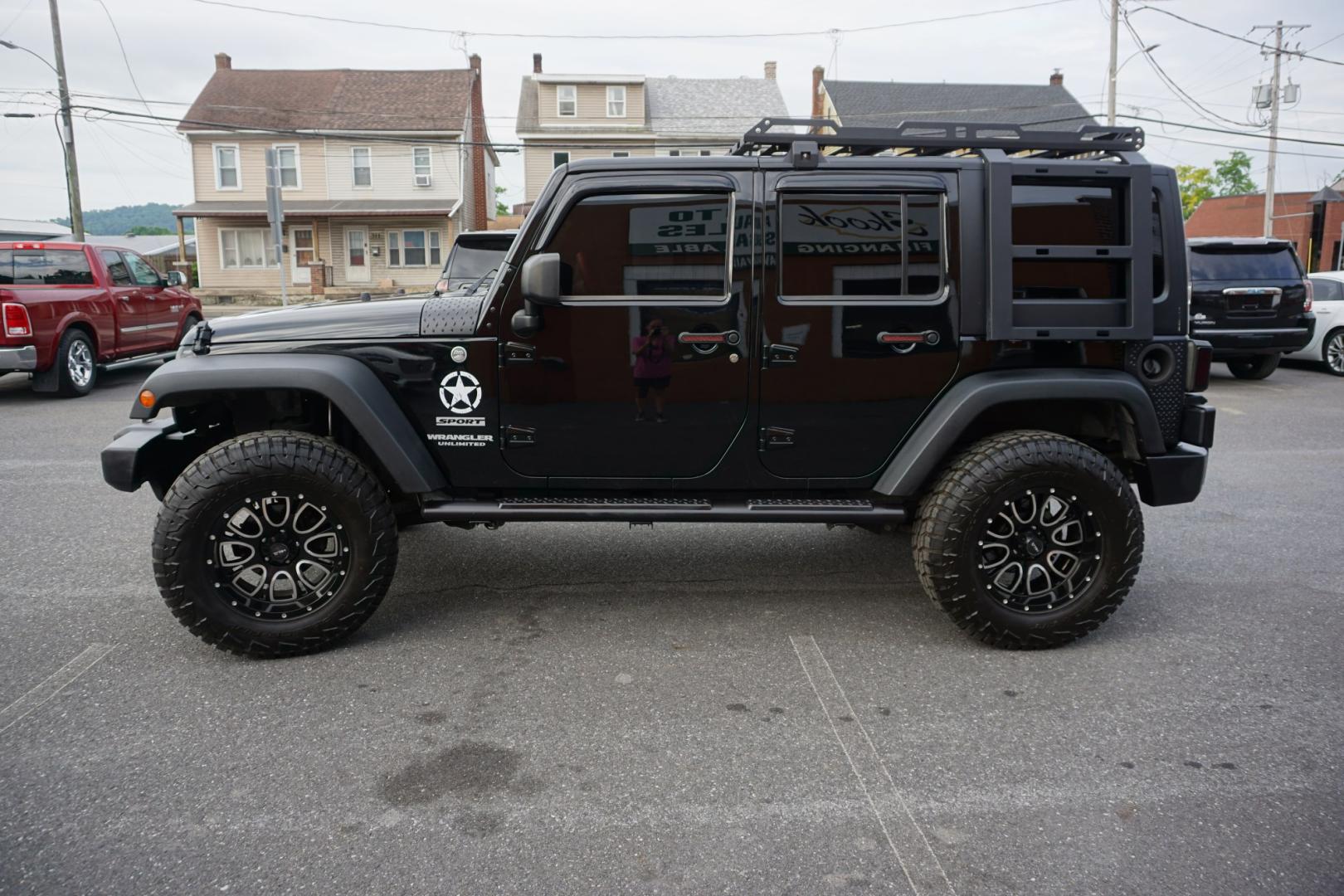 2013 BLACK /ORANGE JEEP WRANGLER SPORT (1C4BJWDG2DL) with an 3.6L V6 engine, AUTOMATIC transmission, located at 312 Centre Ave, Schuylkill Haven, PA, 17972, (570) 593-5278, 40.638130, -76.177383- Photo#1