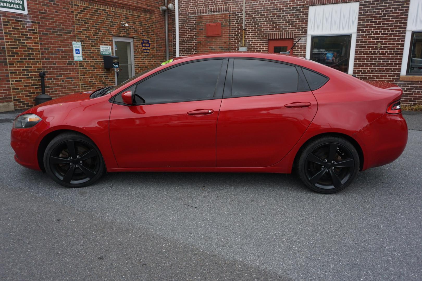 2014 RED /BLACK DODGE DART SXT (1C3CDFBBXED) with an 2.4L I4 engine, AUTOMATIC transmission, located at 312 Centre Ave, Schuylkill Haven, PA, 17972, (570) 593-5278, 40.638130, -76.177383- Photo#0