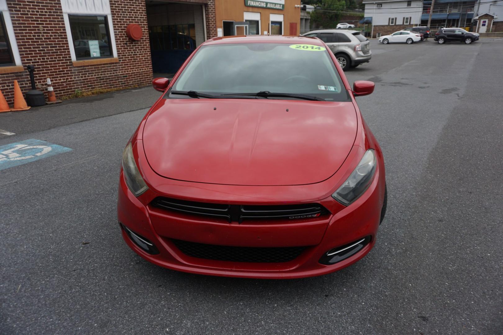 2014 RED /BLACK DODGE DART SXT (1C3CDFBBXED) with an 2.4L I4 engine, AUTOMATIC transmission, located at 312 Centre Ave, Schuylkill Haven, PA, 17972, (570) 593-5278, 40.638130, -76.177383- Photo#1
