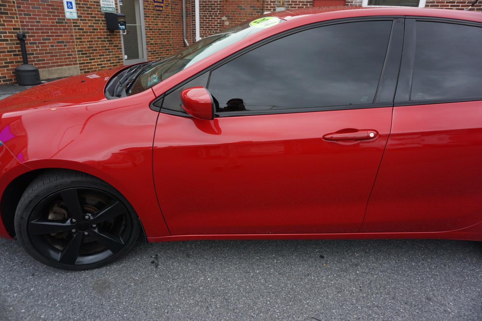 2014 RED /BLACK DODGE DART SXT (1C3CDFBBXED) with an 2.4L I4 engine, AUTOMATIC transmission, located at 312 Centre Ave, Schuylkill Haven, PA, 17972, (570) 593-5278, 40.638130, -76.177383- Photo#4