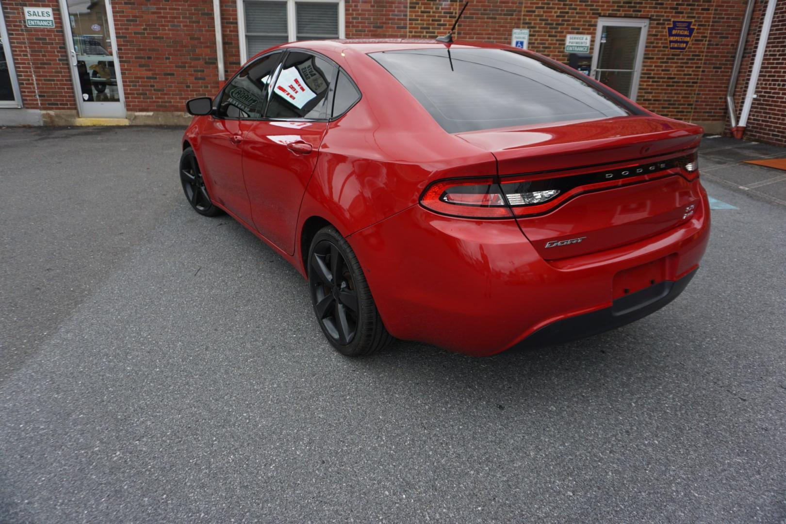 2014 RED /BLACK DODGE DART SXT (1C3CDFBBXED) with an 2.4L I4 engine, AUTOMATIC transmission, located at 312 Centre Ave, Schuylkill Haven, PA, 17972, (570) 593-5278, 40.638130, -76.177383- Photo#7
