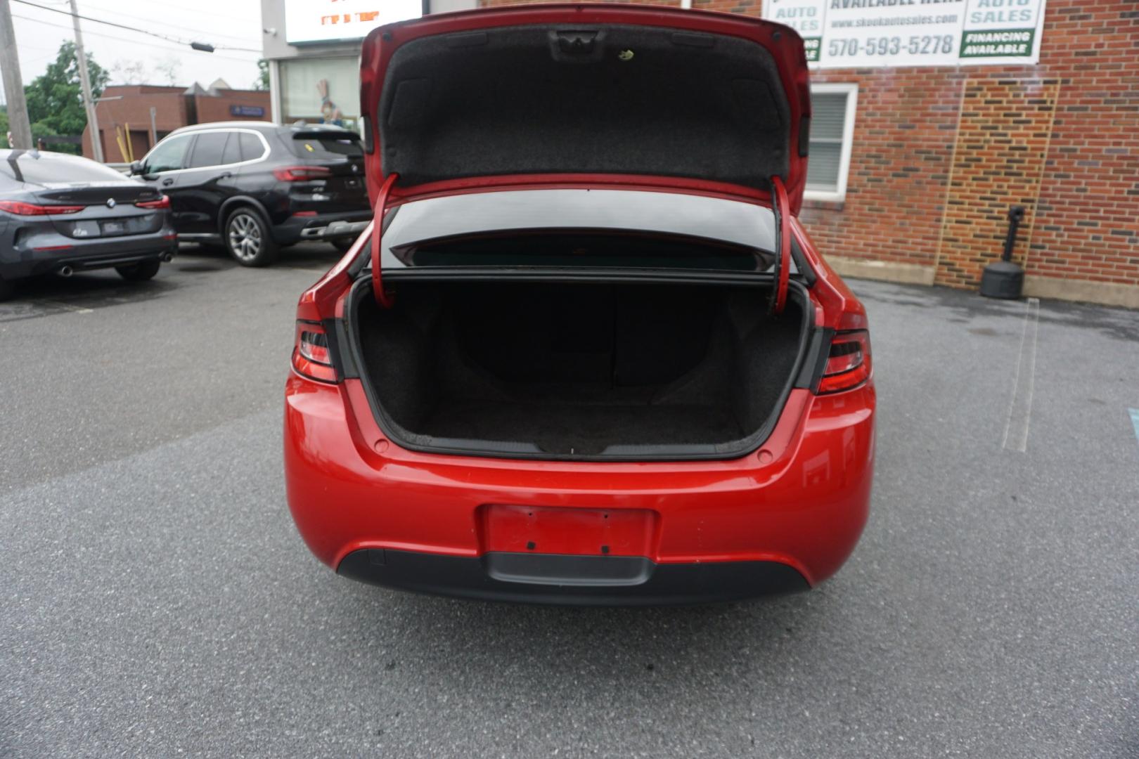2014 RED /BLACK DODGE DART SXT (1C3CDFBBXED) with an 2.4L I4 engine, AUTOMATIC transmission, located at 312 Centre Ave, Schuylkill Haven, PA, 17972, (570) 593-5278, 40.638130, -76.177383- Photo#19