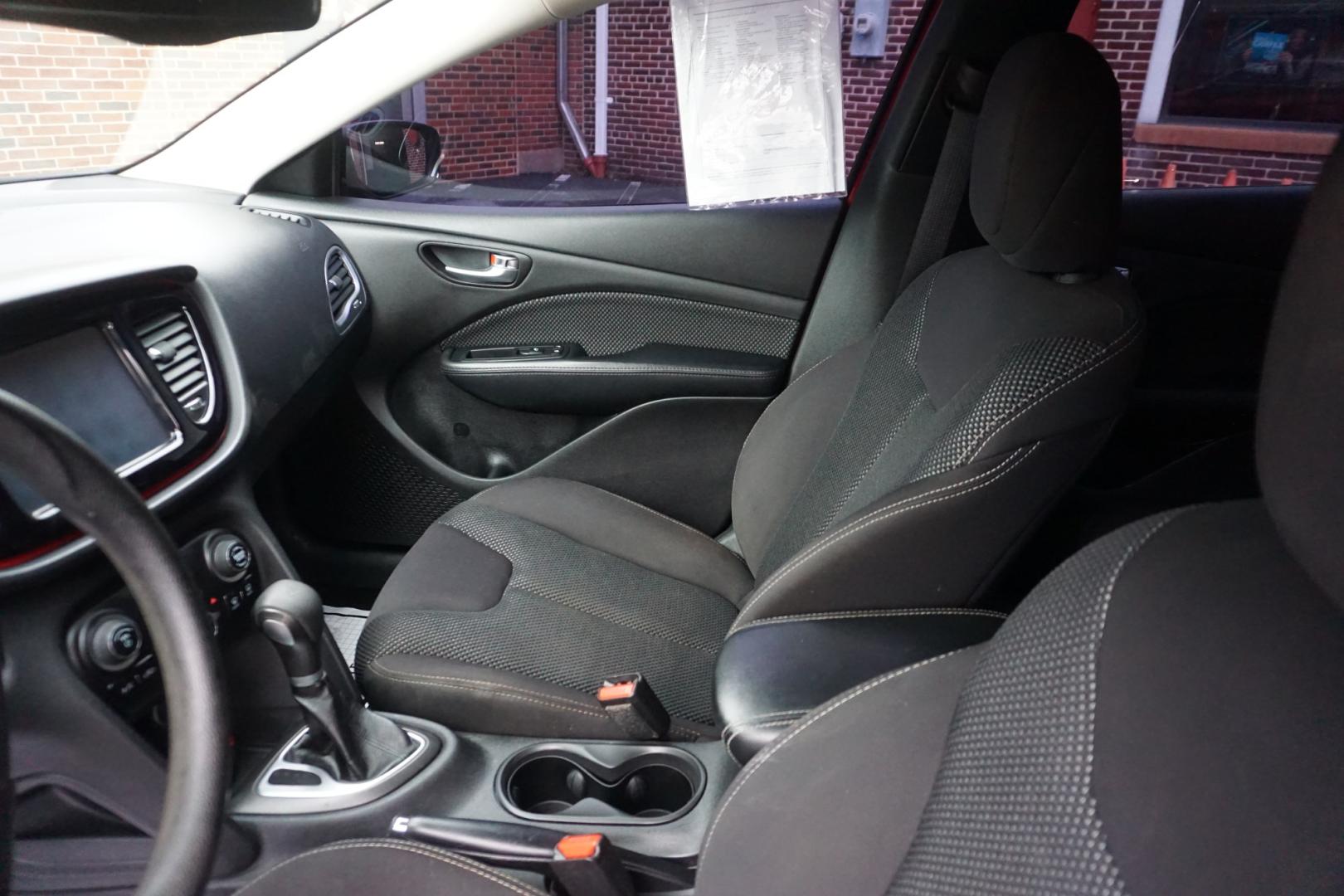 2014 RED /BLACK DODGE DART SXT (1C3CDFBBXED) with an 2.4L I4 engine, AUTOMATIC transmission, located at 312 Centre Ave, Schuylkill Haven, PA, 17972, (570) 593-5278, 40.638130, -76.177383- Photo#22
