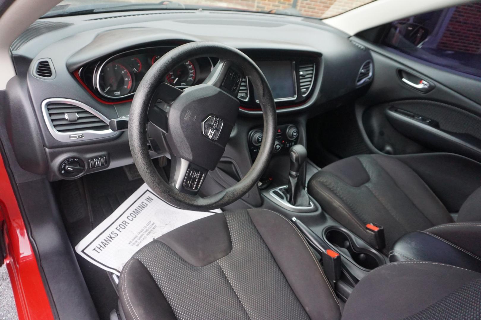 2014 RED /BLACK DODGE DART SXT (1C3CDFBBXED) with an 2.4L I4 engine, AUTOMATIC transmission, located at 312 Centre Ave, Schuylkill Haven, PA, 17972, (570) 593-5278, 40.638130, -76.177383- Photo#23