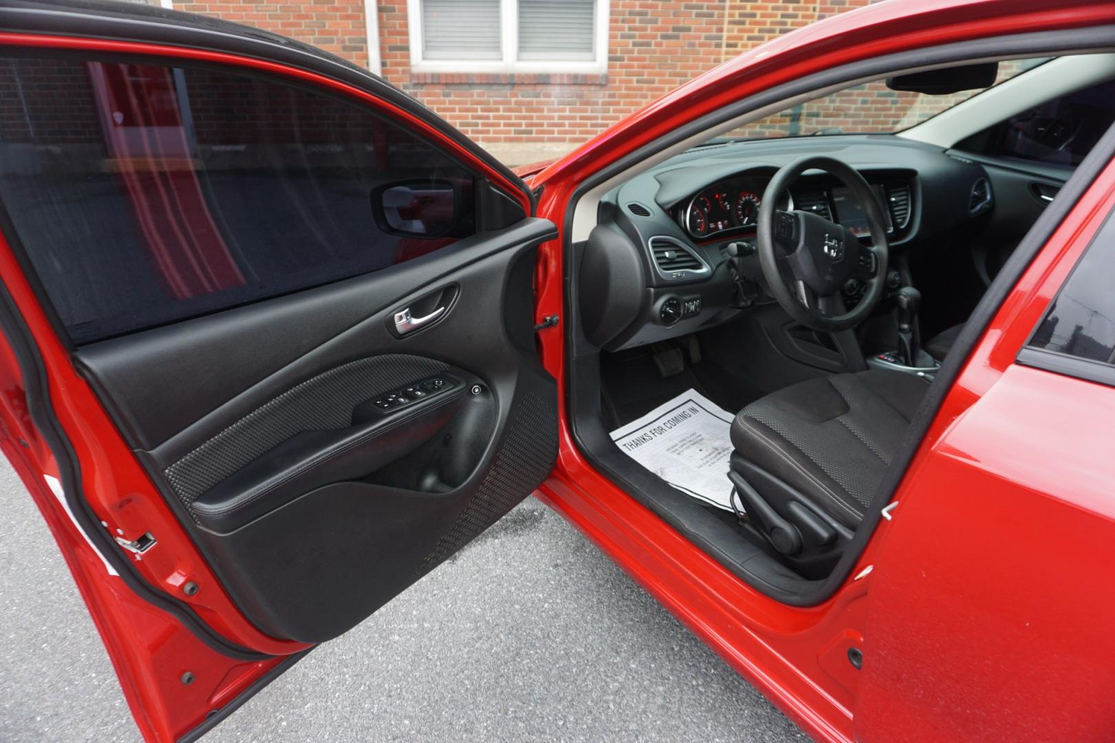 2014 RED /BLACK DODGE DART SXT (1C3CDFBBXED) with an 2.4L I4 engine, AUTOMATIC transmission, located at 312 Centre Ave, Schuylkill Haven, PA, 17972, (570) 593-5278, 40.638130, -76.177383- Photo#27