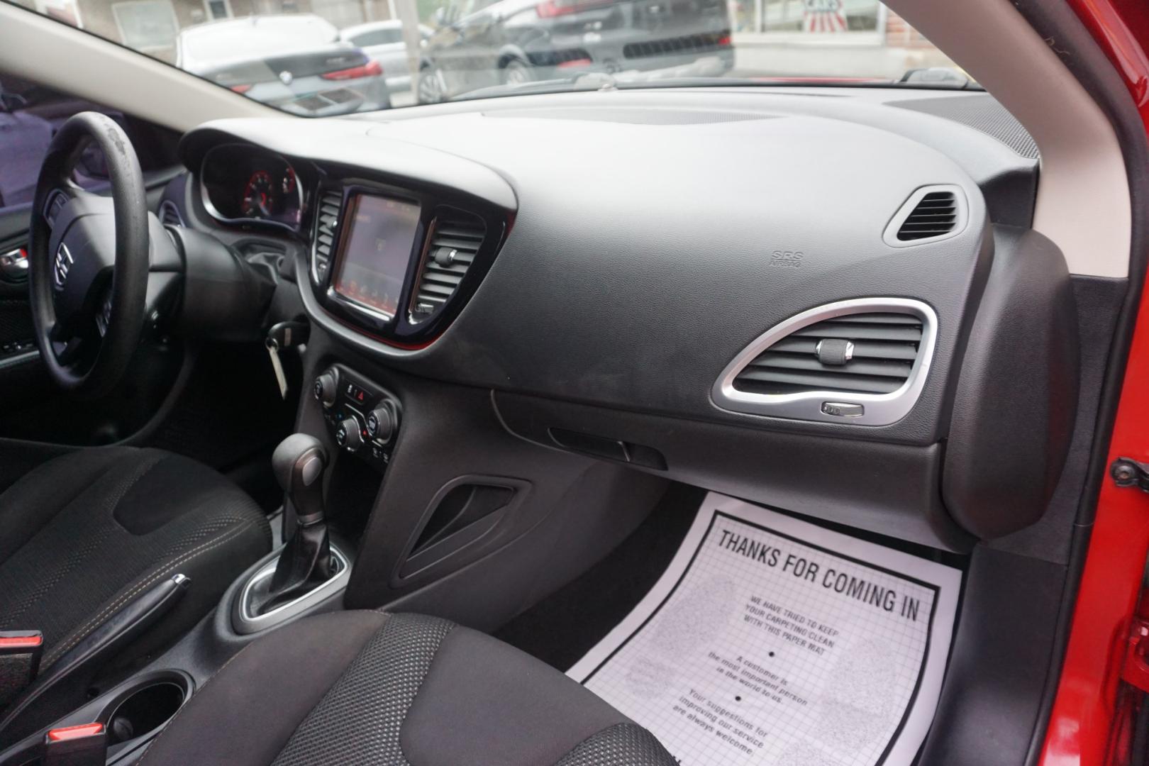 2014 RED /BLACK DODGE DART SXT (1C3CDFBBXED) with an 2.4L I4 engine, AUTOMATIC transmission, located at 312 Centre Ave, Schuylkill Haven, PA, 17972, (570) 593-5278, 40.638130, -76.177383- Photo#38