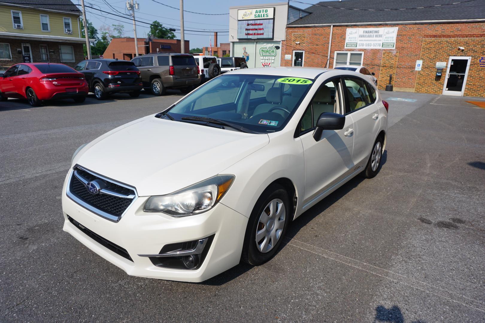 2015 WHITE /GRAY SUBARU IMPREZA (JF1GPAA64FG) with an 2L H4 engine, MANUAL transmission, located at 312 Centre Ave, Schuylkill Haven, PA, 17972, (570) 593-5278, 40.638130, -76.177383- Photo#1
