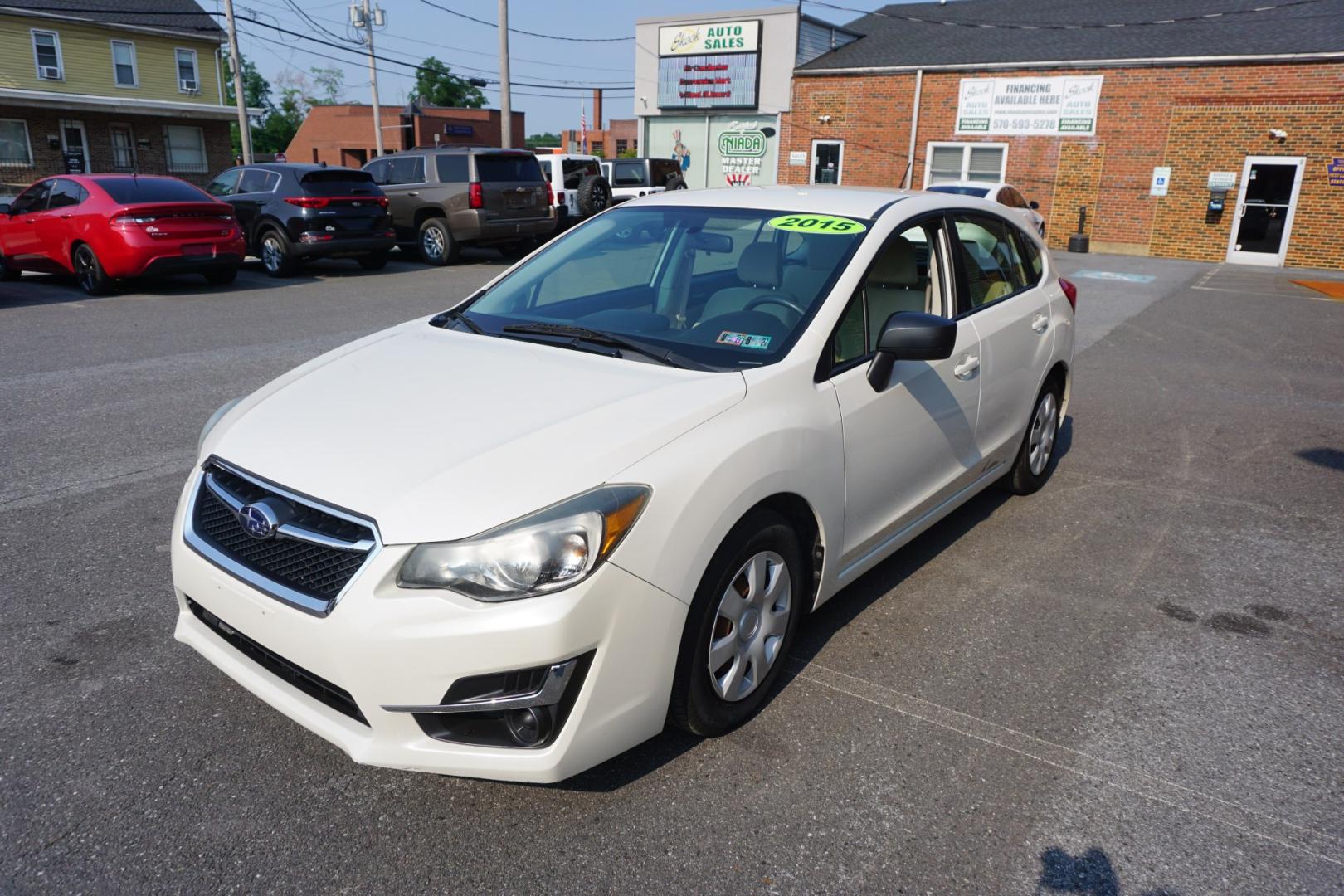 2015 WHITE /GRAY SUBARU IMPREZA (JF1GPAA64FG) with an 2L H4 engine, MANUAL transmission, located at 312 Centre Ave, Schuylkill Haven, PA, 17972, (570) 593-5278, 40.638130, -76.177383- Photo#1
