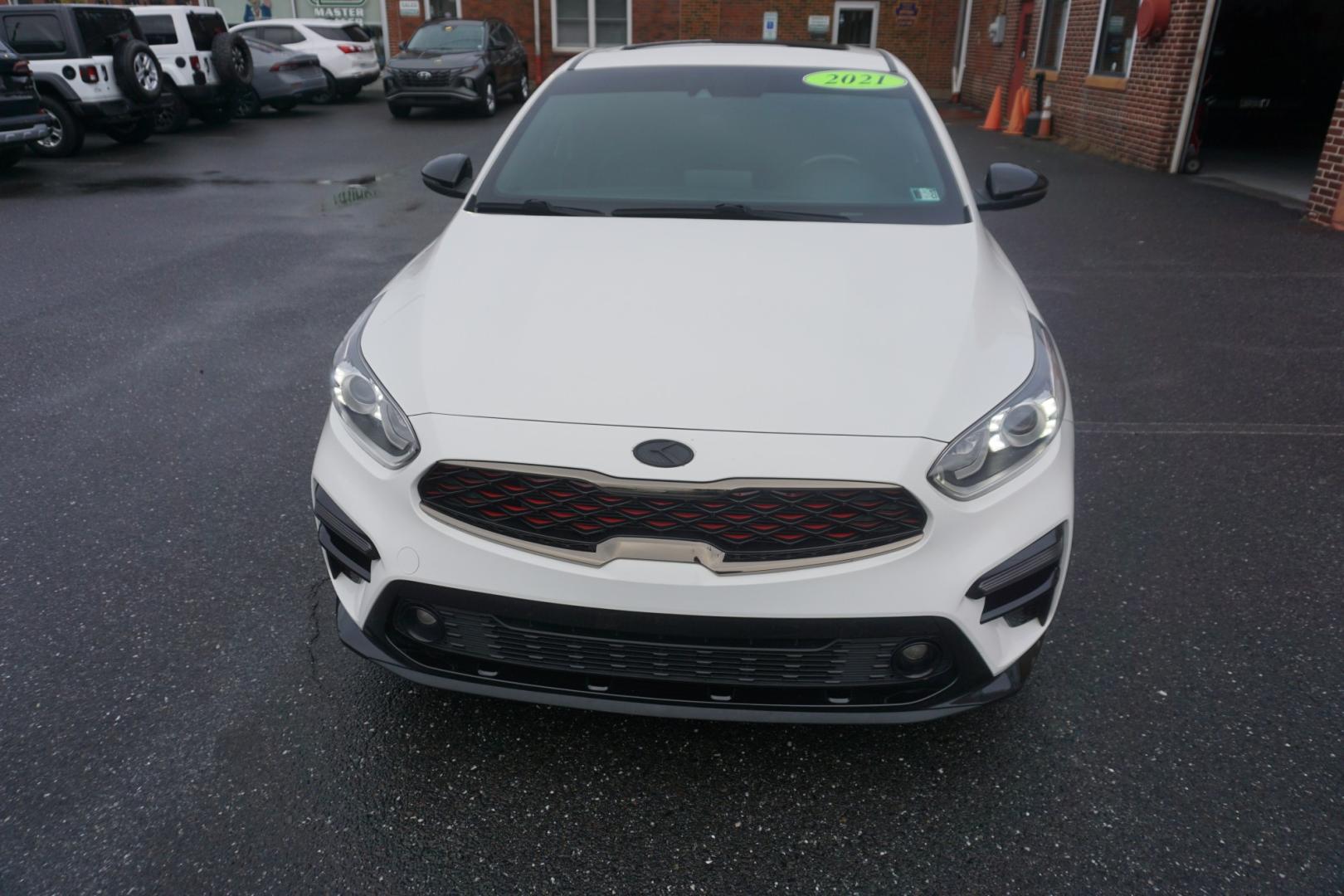 2021 WHITE /GRAY KIA FORTE GT-LINE (3KPF34AD4ME) with an 2L I4 engine, AUTOMATIC transmission, located at 312 Centre Ave, Schuylkill Haven, PA, 17972, (570) 593-5278, 40.638130, -76.177383- Photo#1