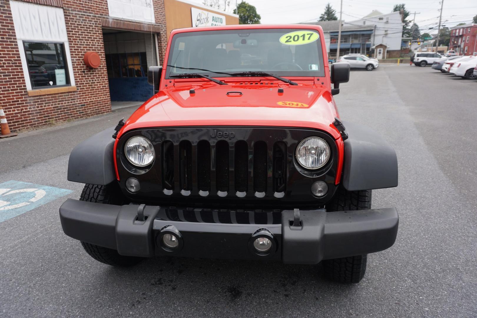 2017 RED /BLACK JEEP WRANGLER WILLYS WHEELER (1c4ajwag0hl) with an 3.6L V6 engine, AUTOMATIC transmission, located at 312 Centre Ave, Schuylkill Haven, PA, 17972, (570) 593-5278, 40.638130, -76.177383- Photo#1