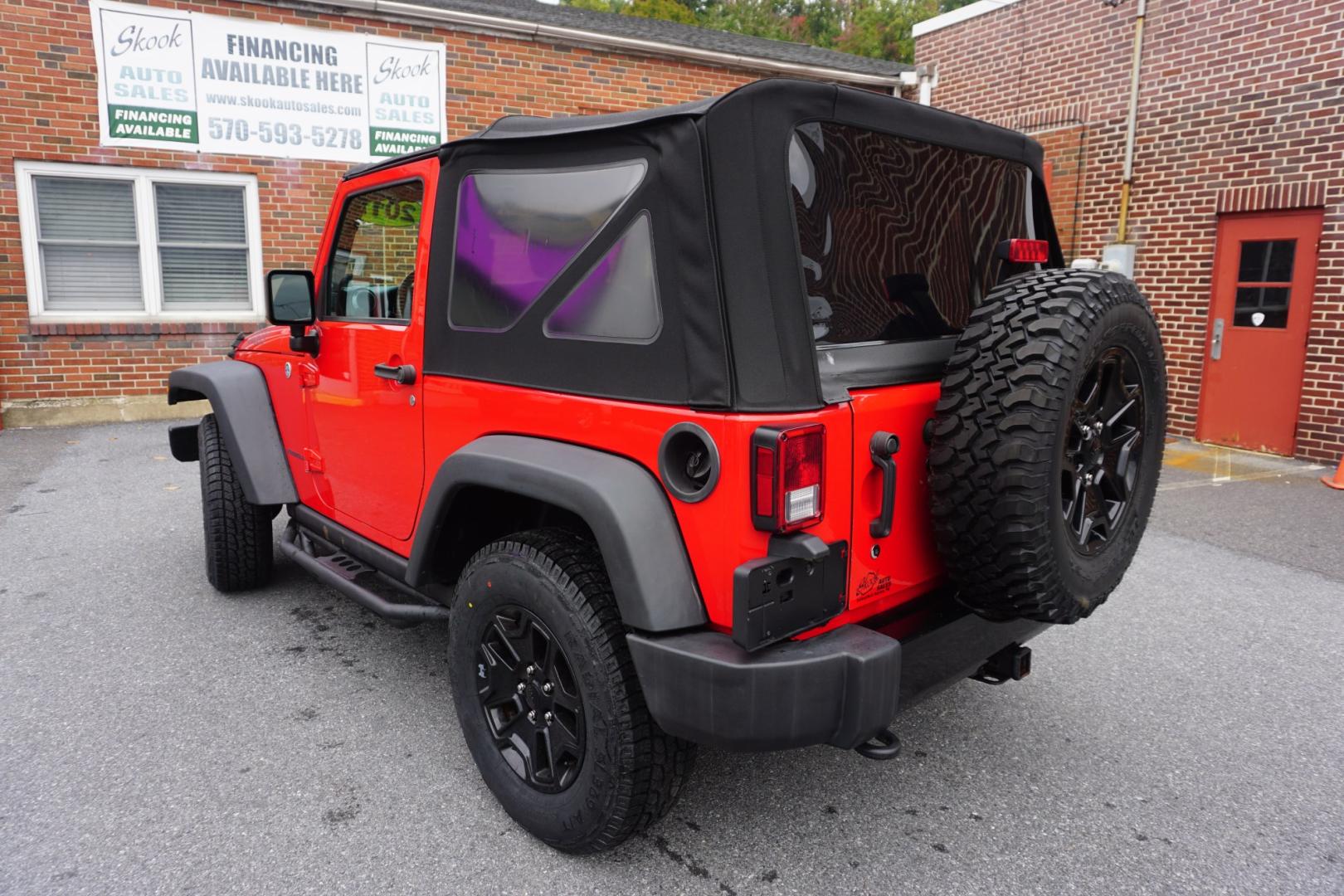 2017 RED /BLACK JEEP WRANGLER WILLYS WHEELER (1c4ajwag0hl) with an 3.6L V6 engine, AUTOMATIC transmission, located at 312 Centre Ave, Schuylkill Haven, PA, 17972, (570) 593-5278, 40.638130, -76.177383- Photo#6