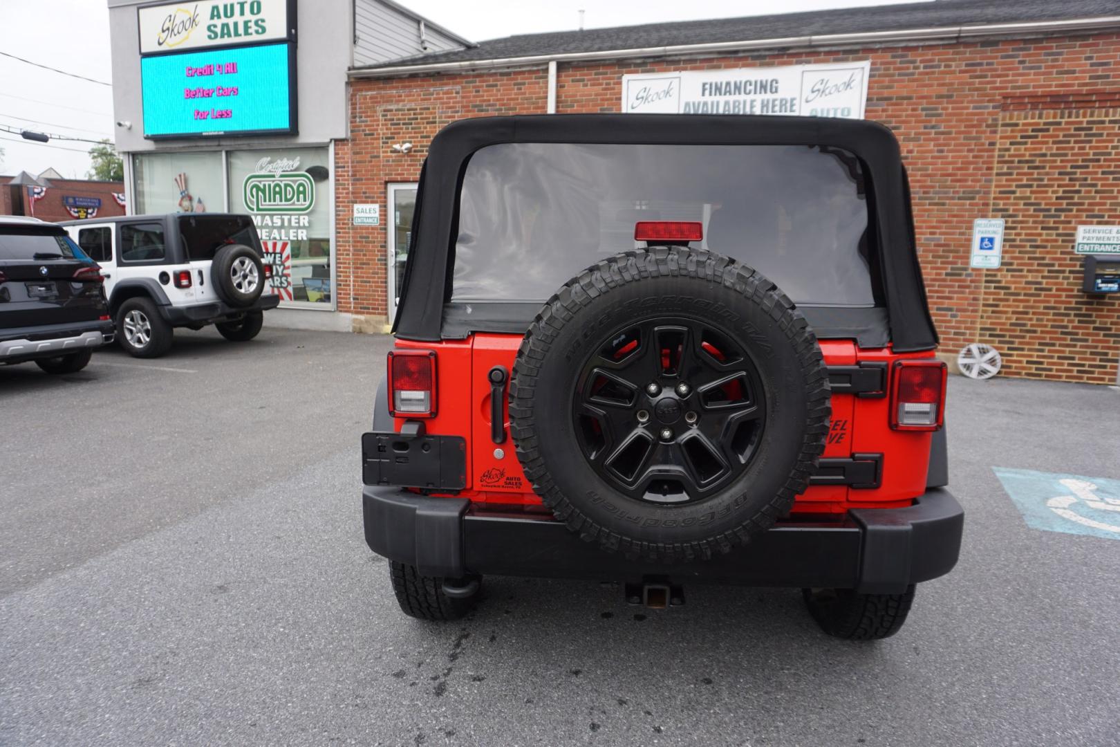 2017 RED /BLACK JEEP WRANGLER WILLYS WHEELER (1c4ajwag0hl) with an 3.6L V6 engine, AUTOMATIC transmission, located at 312 Centre Ave, Schuylkill Haven, PA, 17972, (570) 593-5278, 40.638130, -76.177383- Photo#7