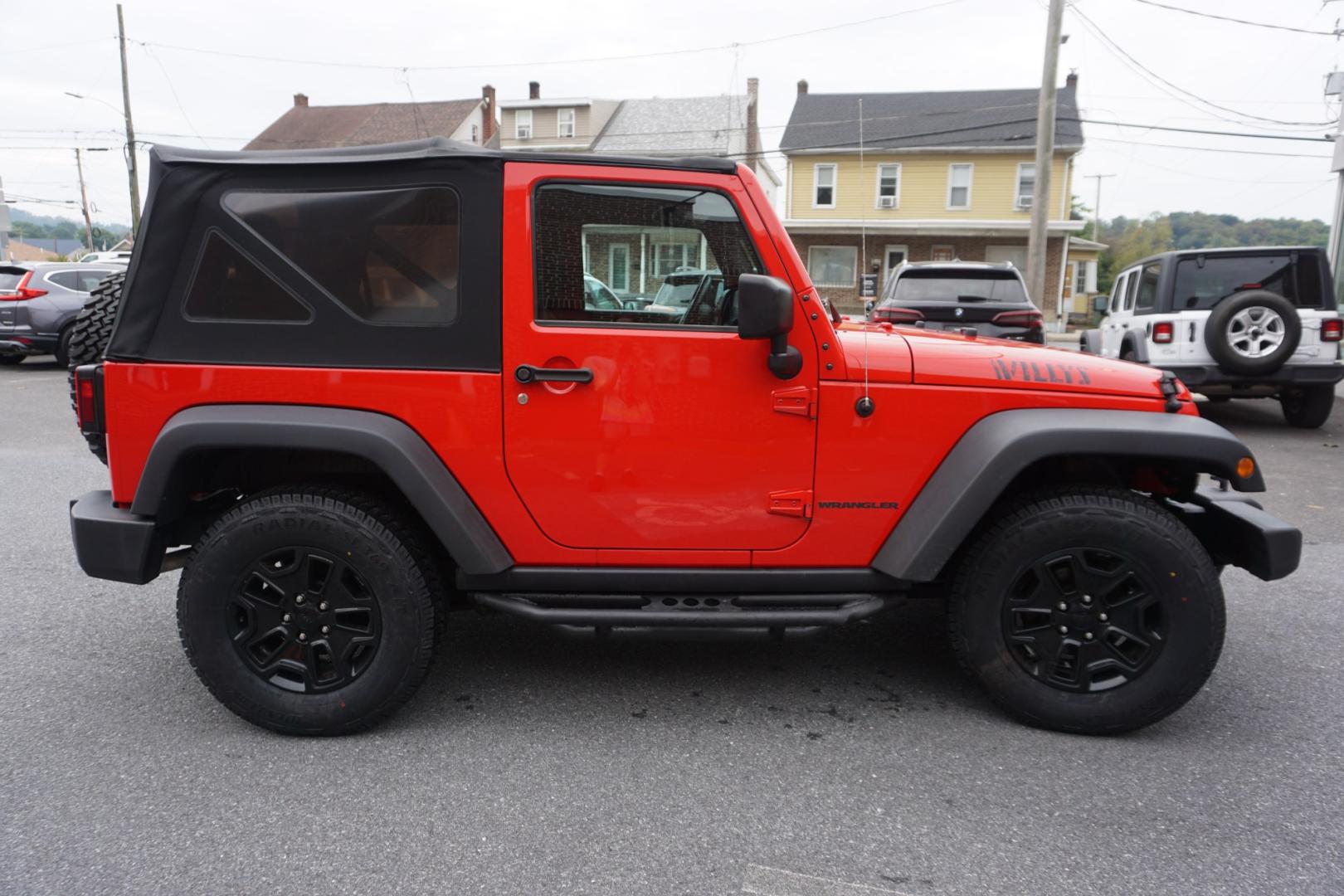 2017 RED /BLACK JEEP WRANGLER WILLYS WHEELER (1c4ajwag0hl) with an 3.6L V6 engine, AUTOMATIC transmission, located at 312 Centre Ave, Schuylkill Haven, PA, 17972, (570) 593-5278, 40.638130, -76.177383- Photo#8