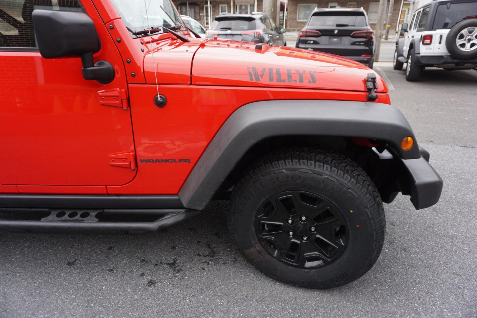 2017 RED /BLACK JEEP WRANGLER WILLYS WHEELER (1c4ajwag0hl) with an 3.6L V6 engine, AUTOMATIC transmission, located at 312 Centre Ave, Schuylkill Haven, PA, 17972, (570) 593-5278, 40.638130, -76.177383- Photo#12