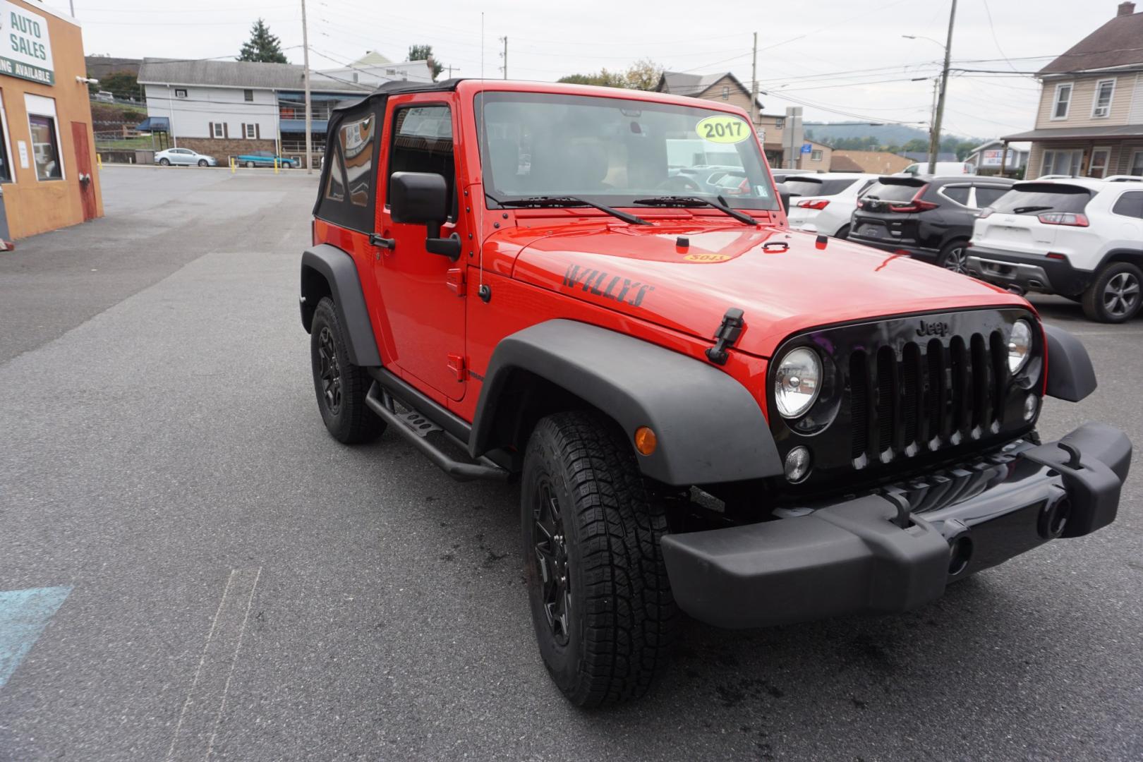 2017 RED /BLACK JEEP WRANGLER WILLYS WHEELER (1c4ajwag0hl) with an 3.6L V6 engine, AUTOMATIC transmission, located at 312 Centre Ave, Schuylkill Haven, PA, 17972, (570) 593-5278, 40.638130, -76.177383- Photo#13