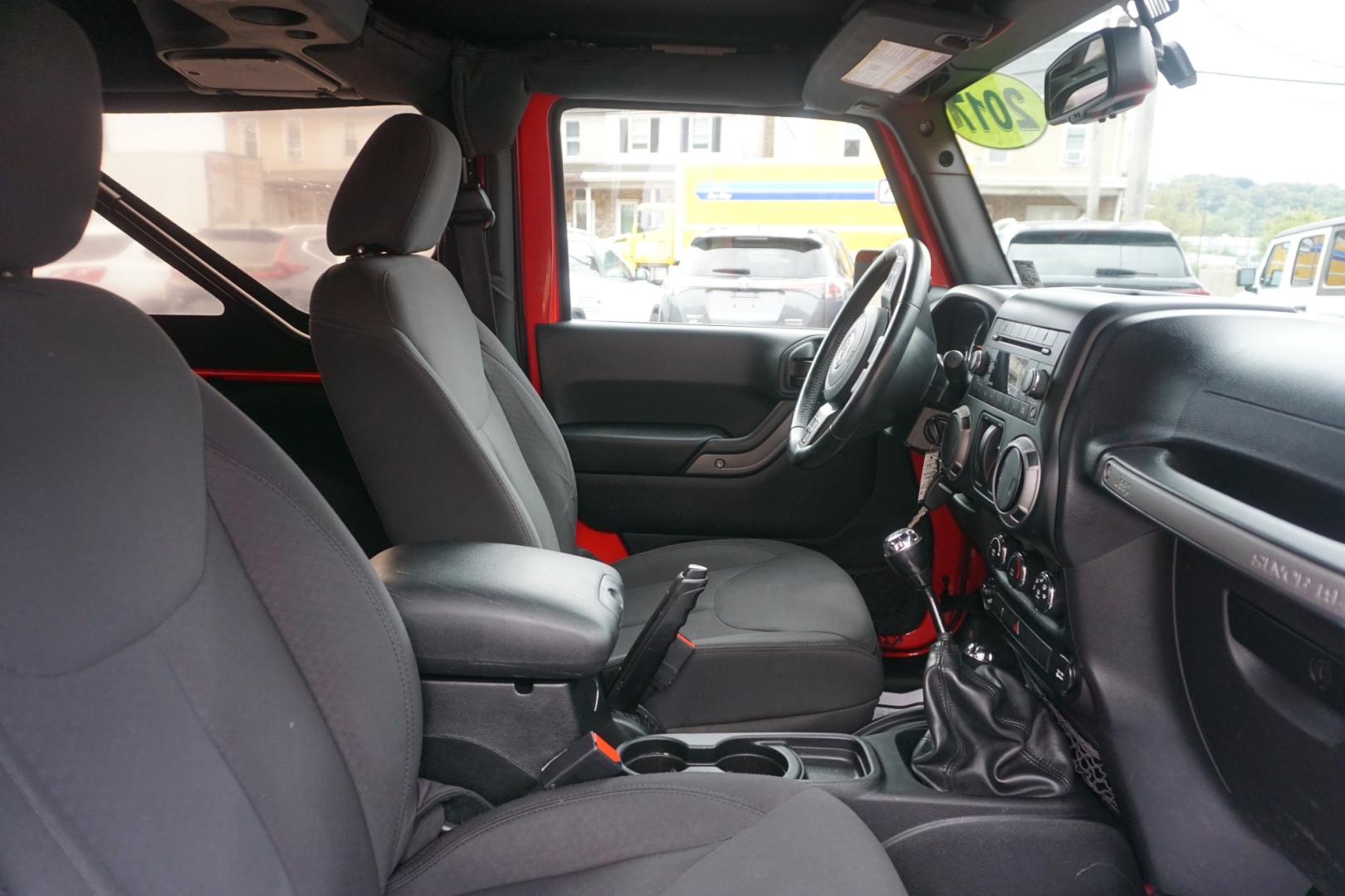 2017 RED /BLACK JEEP WRANGLER WILLYS WHEELER (1c4ajwag0hl) with an 3.6L V6 engine, AUTOMATIC transmission, located at 312 Centre Ave, Schuylkill Haven, PA, 17972, (570) 593-5278, 40.638130, -76.177383- Photo#26